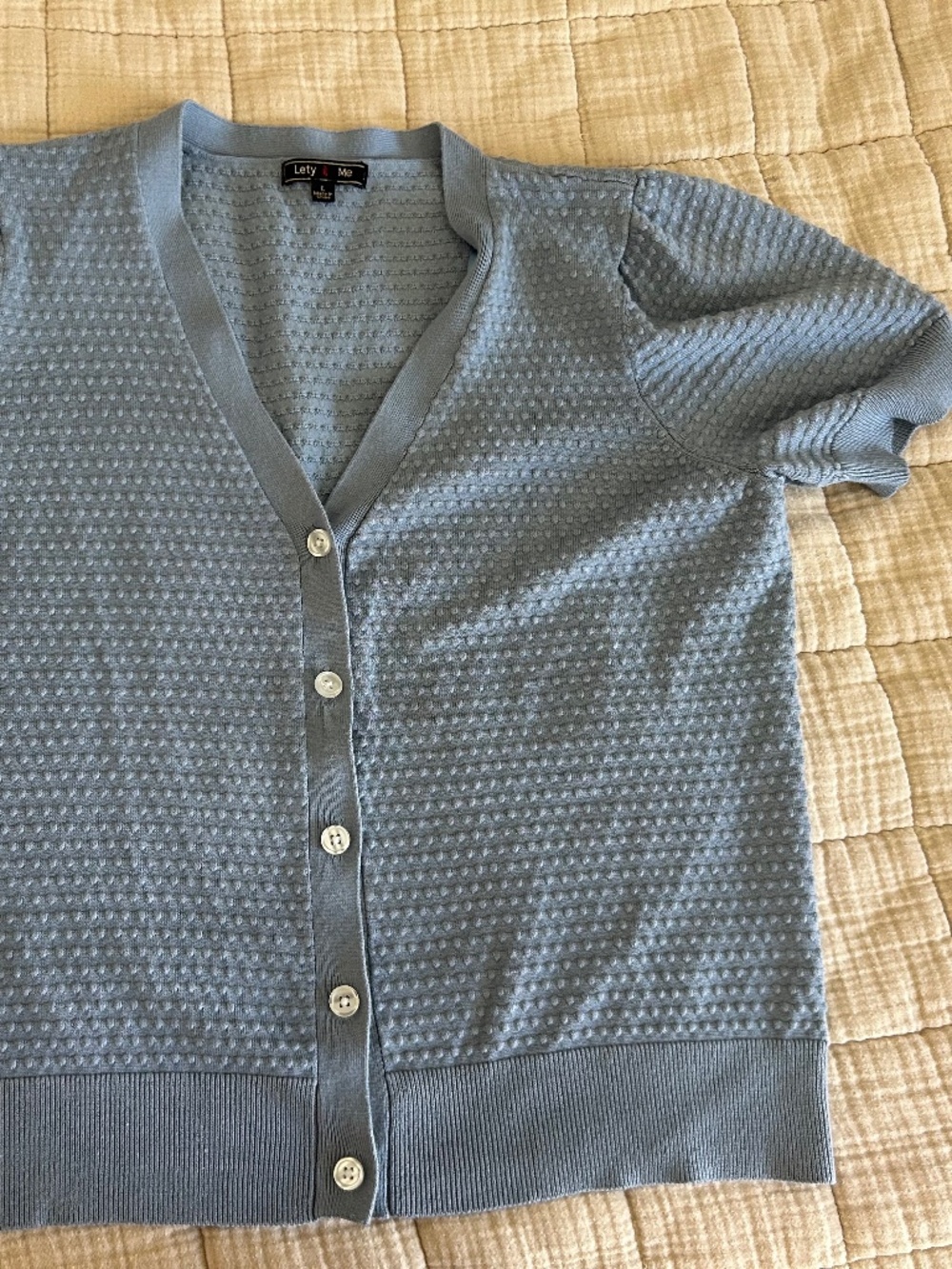 Blue short sleeve cardigan
